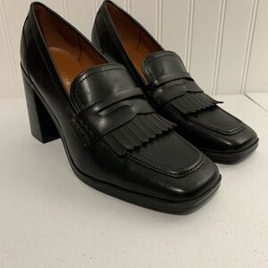 Marc Fisher Black Leather Heels/Loafers SZ 9.5 Women’s